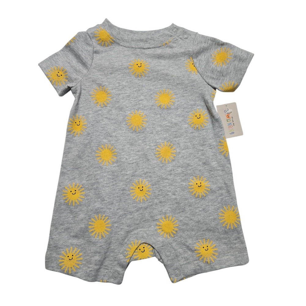 New Baby Boy Outfit Garanimals Gray Yellow Shorts Romper Outfit 3-6 Months Cute
